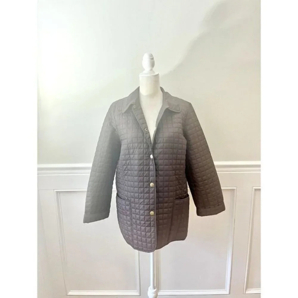Folio Brown Quilted Snap Front Jacket M
